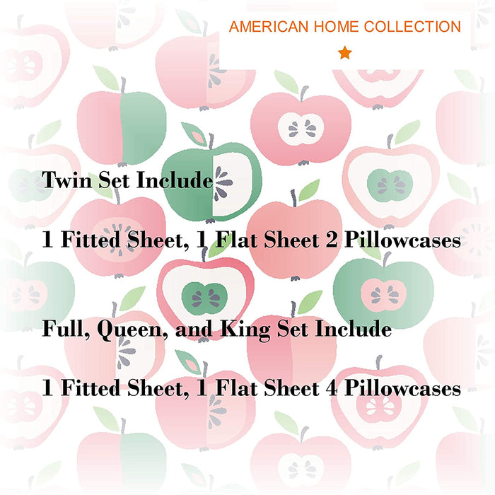 American Home Collection Deluxe 6 Piece Printed Sheet Set of Brushed Fabric, Deep Pocket Wrinkle Resistant - Hypoallergenic (Twin