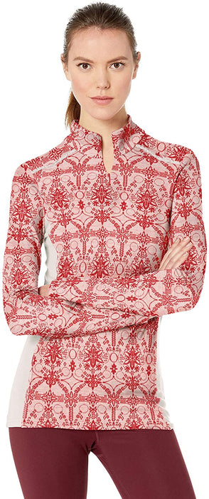 Helly-Hansen Womens Hh Merino Mid Graphic Print 1/2 Zip Lightweight Long-Sleeve Thermal Baselayer Top