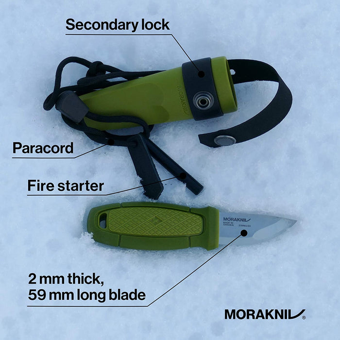 Morakniv Eldris Fixed-Blade Pocket-Sized Knife with Sandvik Stainless Steel Blade, Lanyard and Firestarter