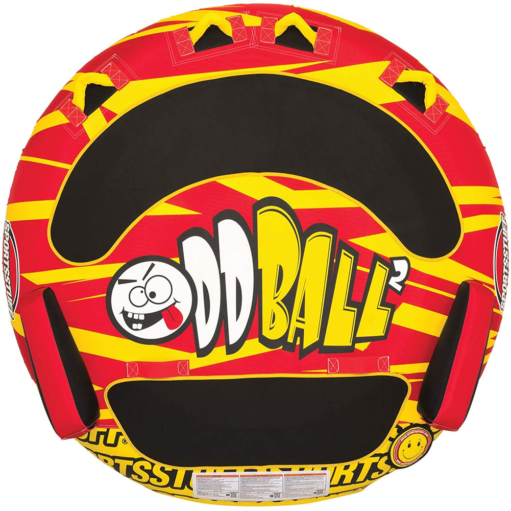 SportsStuff Oddball 2 | 1-2 Rider Towable Tube for Boating, red/Yellow, 53-5320