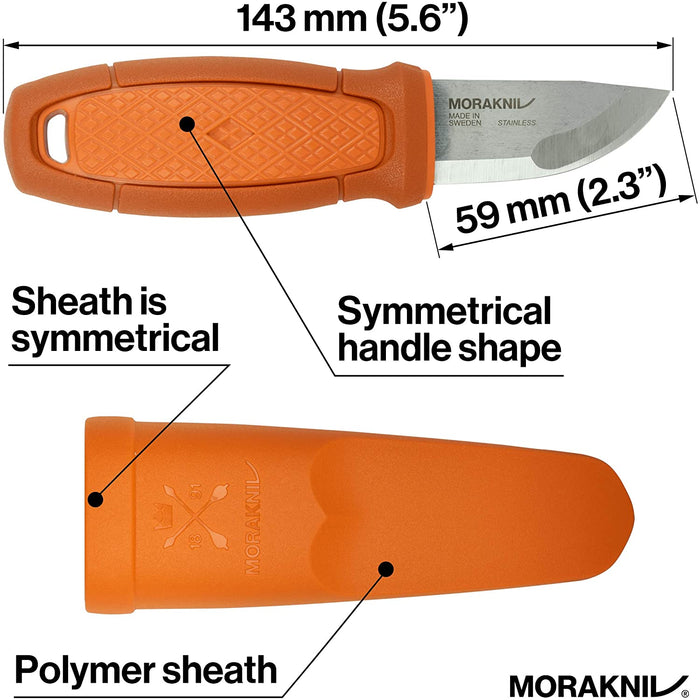 Morakniv Eldris Fixed-Blade Pocket-Sized Knife with Sandvik Stainless Steel Blade, Lanyard and Firestarter
