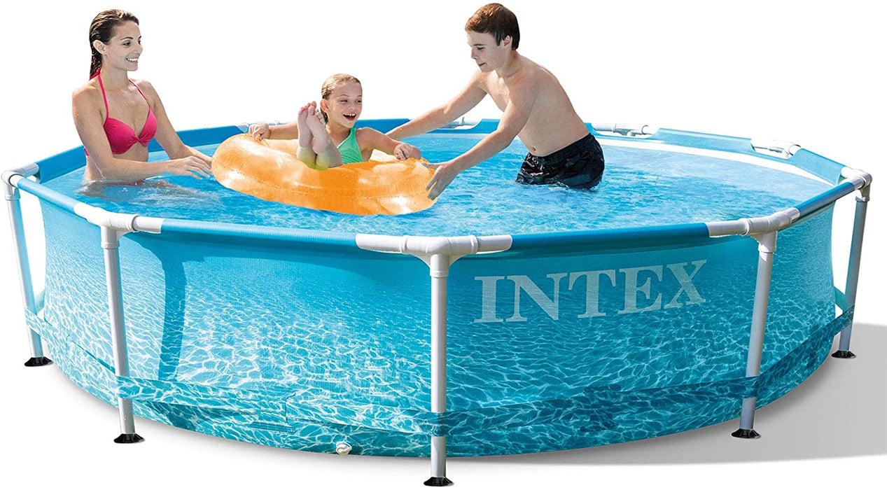 Intex 28206EH 10 X 30 Rust Resistant Strong Durable Steel Metal Frame Outdoor Backyard Circular Beachside Swimming Pool with Reinforced Sidewalls
