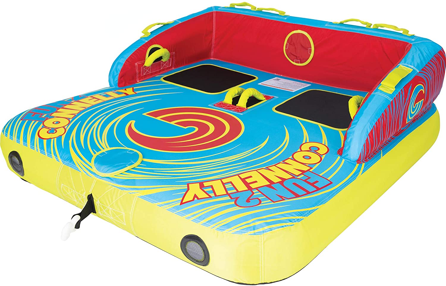 Connelly Fun 2 Person 2 Way 65x65 Inch Hybrid Inflatable Pull Behind Boat Towable Water Inner Tube