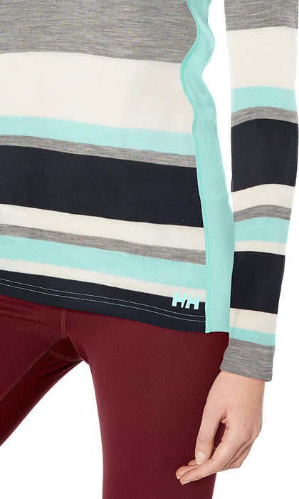 Helly-Hansen Womens Hh Merino Mid Graphic Print 1/2 Zip Lightweight Long-Sleeve Thermal Baselayer Top