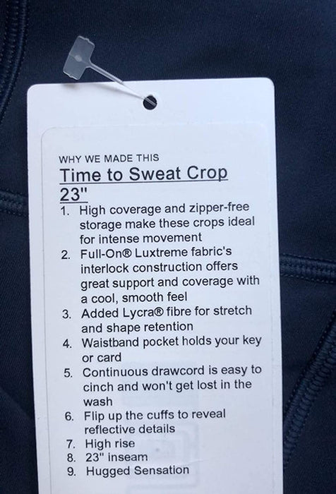 Lululemon TIME to Sweat Crop 23" - TRNV (True Navy)