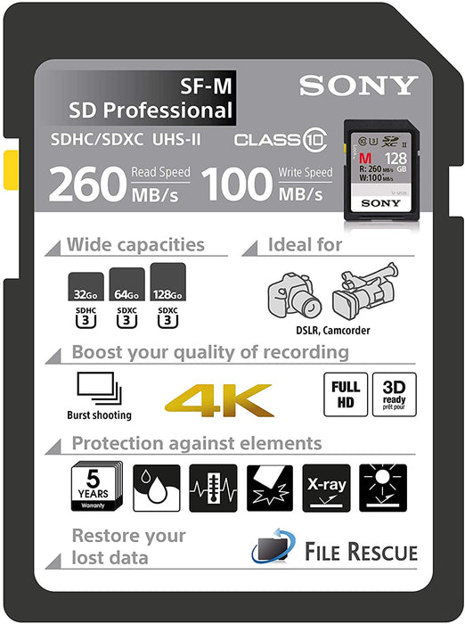 Sony M Series SDXC UHS-II Card 64GB, V60, CL10, U3, Max R277MB/S