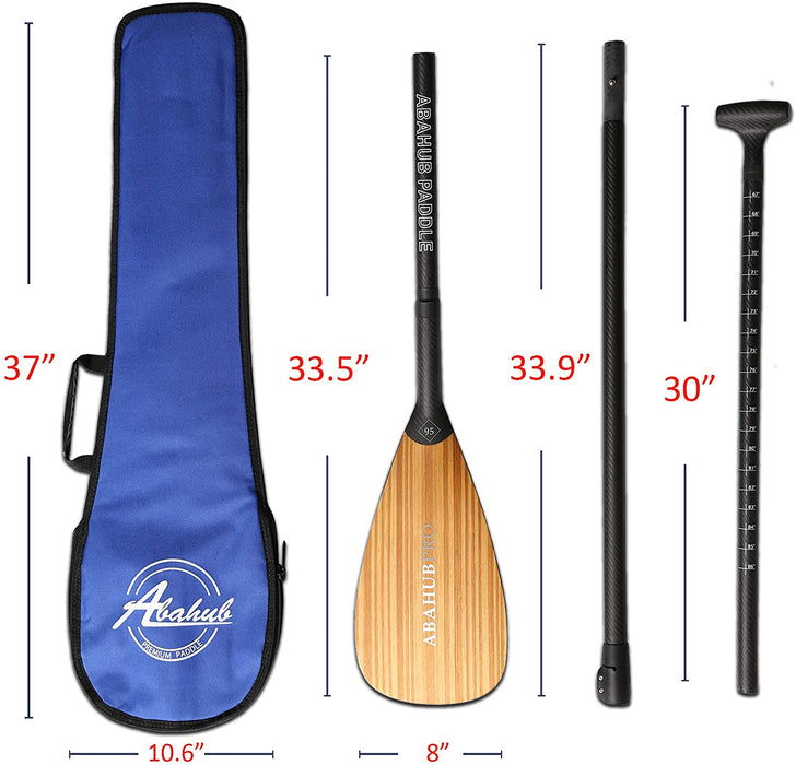 Abahub Carbon Fiber SUP Paddle 3-Piece Adjustable Stand Up Paddle Carbon Shaft & Black/Blue/Yellow