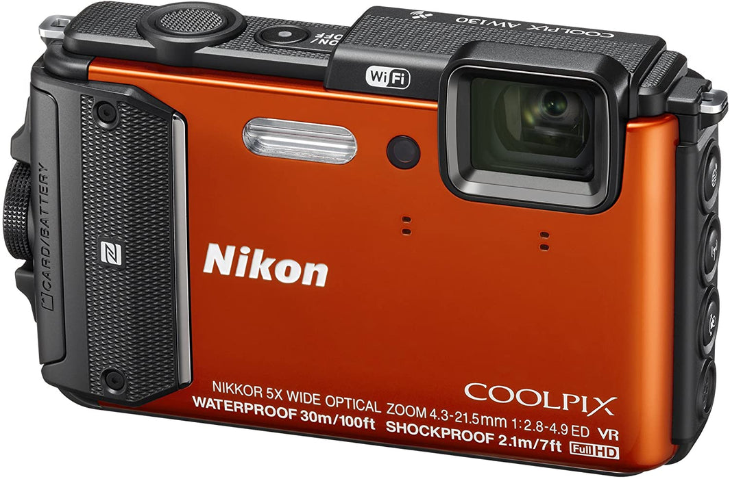 Nikon Coolpix AW130 Shock & Waterproof GPS Digital Camera (Orange) - International Version