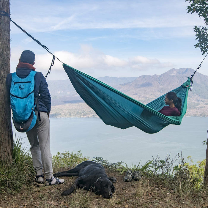 Ticket to the Moon Fair Trade & Handmade 1-2 Person King Size Lightweight Hammock for Traveling, Camping and Everyday Use, XXL, only 700g, Parachute-Silk, Set-Up < 1 min.