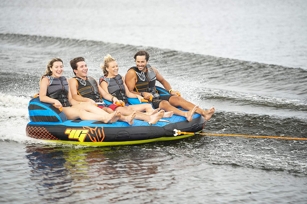 HO Sports HG 4-Person Multi-Directional Ride-On Chariot and Couch Style Towable Tube with Attachments