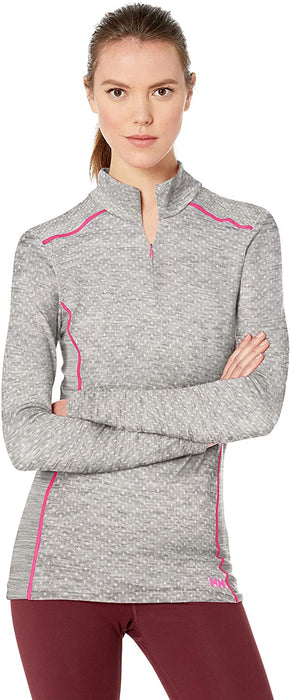 Helly-Hansen Womens Hh Merino Mid Graphic Print 1/2 Zip Lightweight Long-Sleeve Thermal Baselayer Top