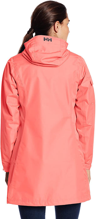 Helly Hansen Women's Long Belfast Lightweight Waterproof Windproof Breathable Raincoat Jacket with Hood