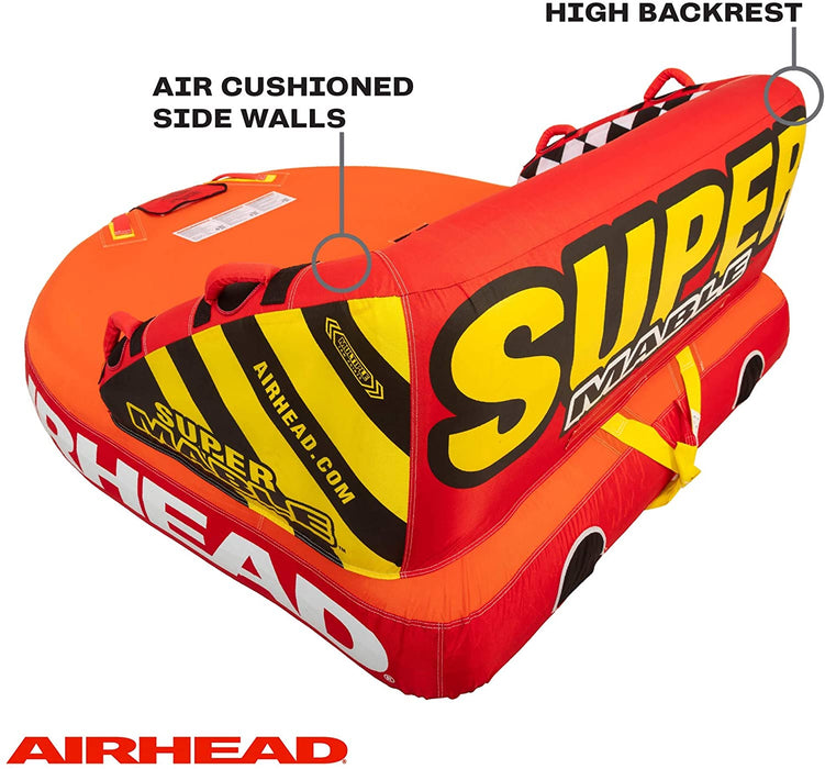 SportsStuff Super Mable | 1-3 Rider Towable Tube for Boating, Orange, Red, Yellow