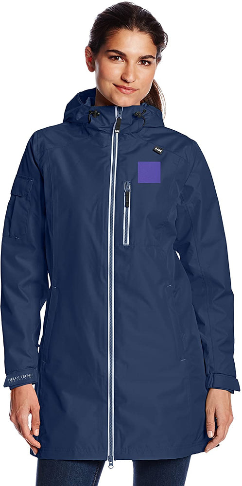 Helly Hansen Women's Long Belfast Lightweight Waterproof Windproof Breathable Raincoat Jacket with Hood