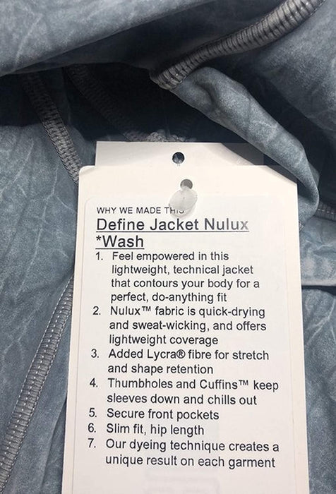 LULULEMON DEFINE JACKET NULUX WASH - IWAG (Ice Wash Asphalt Grey)