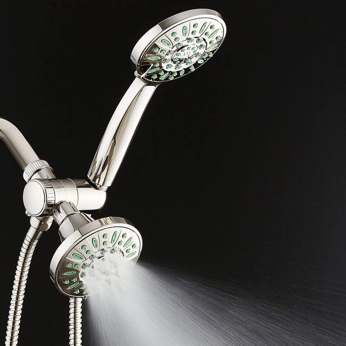 AquaDance Antimicrobial/Anti-Clog High-Pressure 30-Setting Combo Microban Nozzle Protection from Growth of Mold Mildew & Bacteria for Stronger Shower Aqua