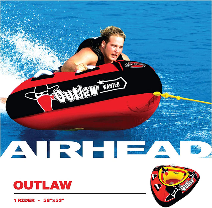 SportsStuff Outlaw | 1 Rider Towable Tube for Boating, black, 53in x 58in