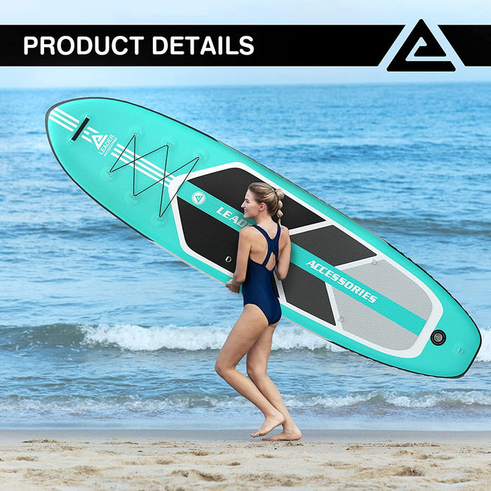 Leader Accessories 10'6" Inflatable Stand Up Paddleboard with Fins (6" Thick) Includes Adjustable Paddle,Kayak Leash,ISUP Backpack, Non-Slip Deck