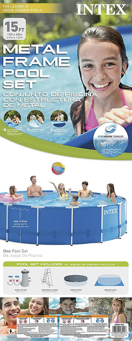 Intex 15ft x 48in Metal Frame Pool Set with Filter Pump, Ladder