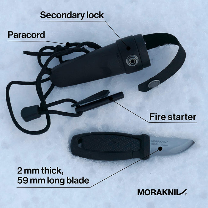 Morakniv Eldris Fixed-Blade Pocket-Sized Knife with Sandvik Stainless Steel Blade, Lanyard and Firestarter