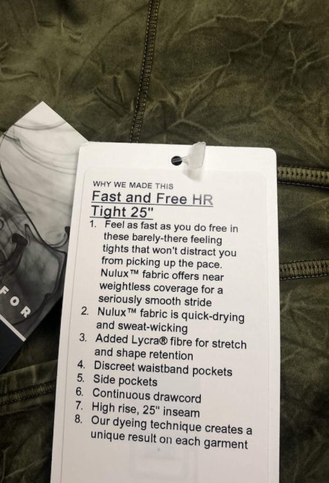 Lululemon Fast N Free HR Tight 25" - ICWG (Ice Wash Moss Green)