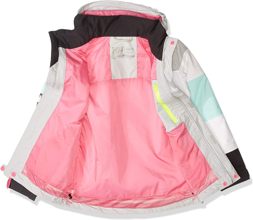 Helly-Hansen Kids & Baby Jr Salt Port Waterproof Sailing Rain Jacket with Hood, Grey Fog, 10