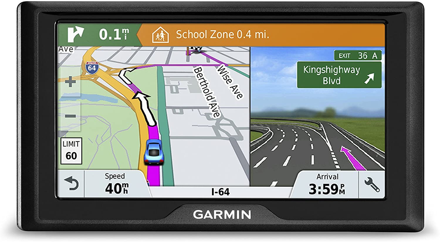Garmin Drive 51 USA+CAN LM GPS Navigator System with Lifetime Maps, Spoken Turn-By-Turn Directions, Direct Access, Driver Alerts