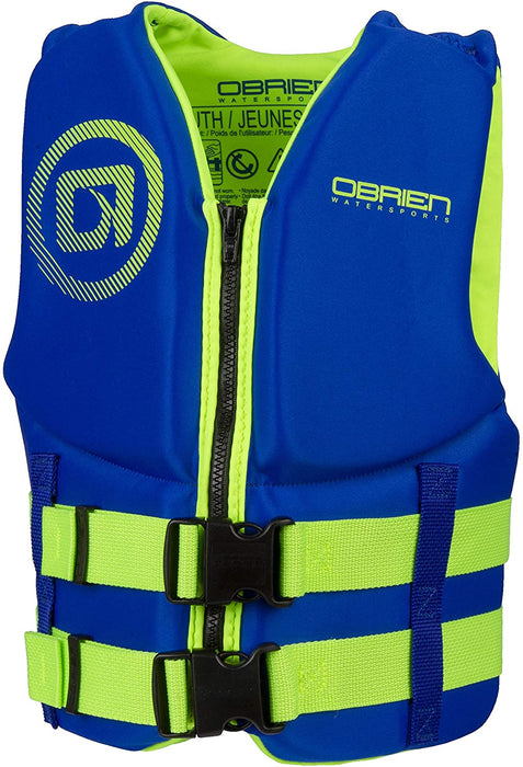O'Brien Youth Traditinal Neoprene Life Jacket, 50-90lbs, Blue/Green