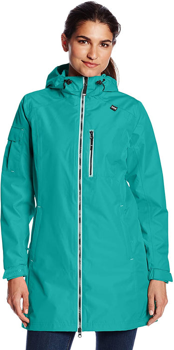 Helly Hansen Women's Long Belfast Lightweight Waterproof Windproof Breathable Raincoat Jacket with Hood