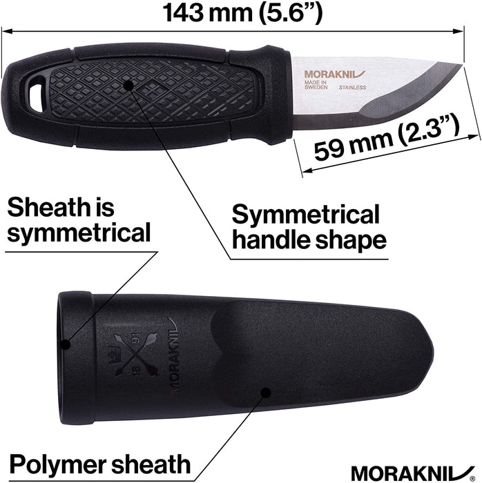 Morakniv Eldris Fixed-Blade Pocket-Sized Knife with Sandvik Stainless Steel Blade, Lanyard and Firestarter