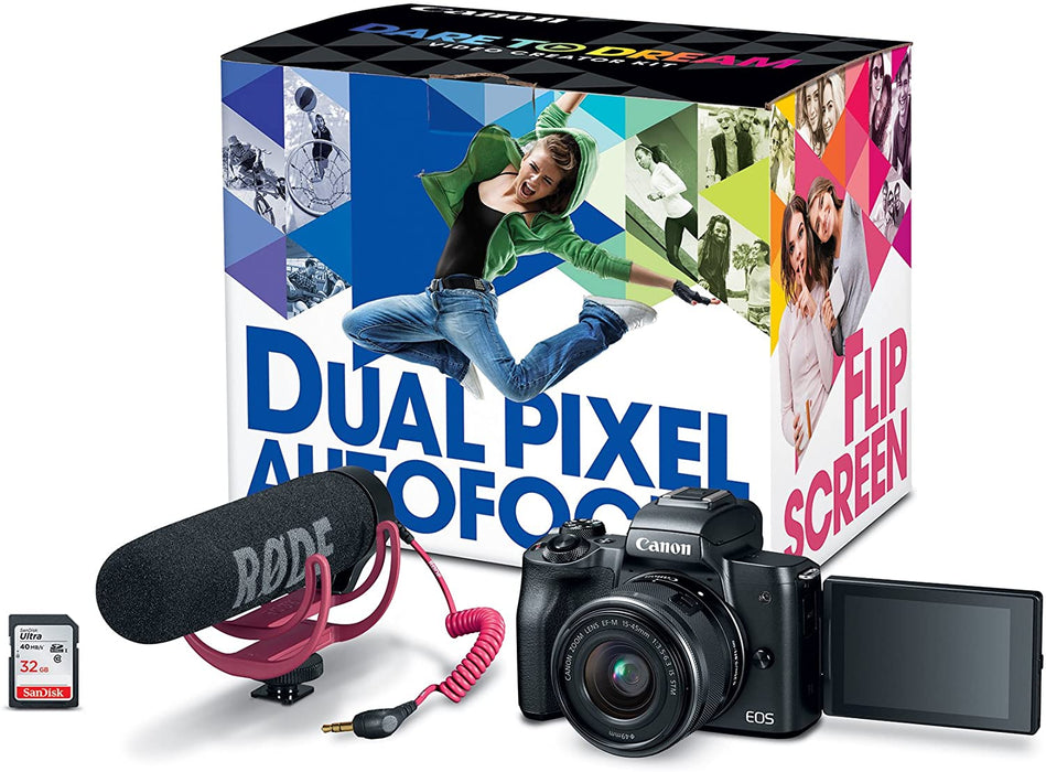 Canon EOS M50 Mirrorless Digital 4K Vlogging Camera with Dual Pixel CMOS Autofocus, DIGIC 8 Image Processor, Built-in Wi-Fi, NFC and Bluetooth technology, Body