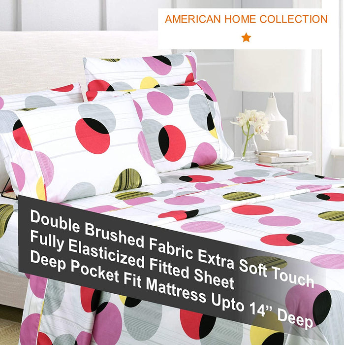 American Home Collection Deluxe 6 Piece Printed Sheet Set of Brushed Fabric, Deep Pocket Wrinkle Resistant - Hypoallergenic (Twin