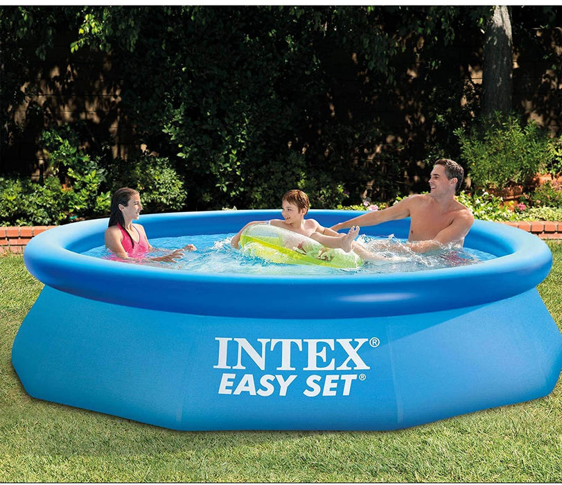 Intex 10ft x 30in Easy Set Above Ground Inflatable Family Swimming Pool & Pump