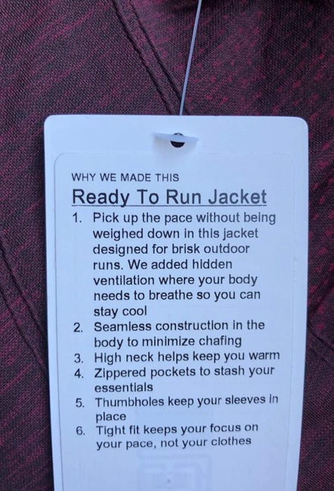 Lululemon Ready to Run Jacket - STRY/BKST (Star Ruby/Black Satin)