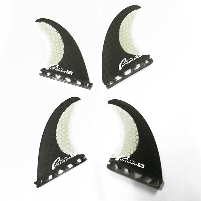 Prosea Quad Fins Traditional Colors & Designs Surfboard fins(4 Fins) FCS or Future Alternative Made of Carbon and Honeycomb