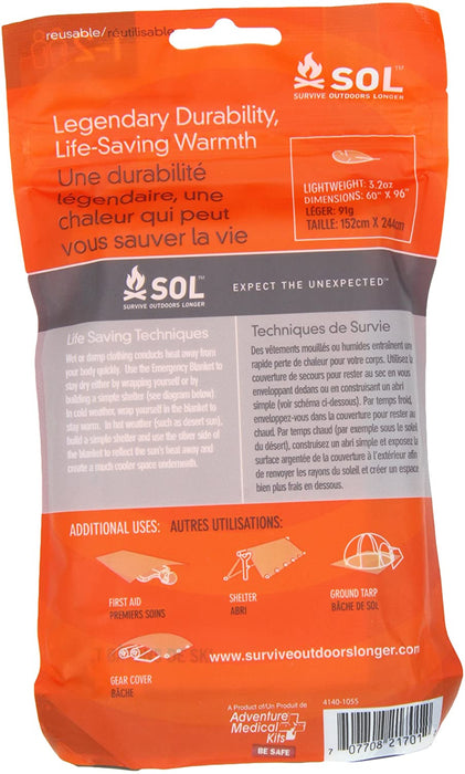 Adventure Medical Kits Sol Survival Blanket, Two Person, 3.2-Ounce (pack Of 2)