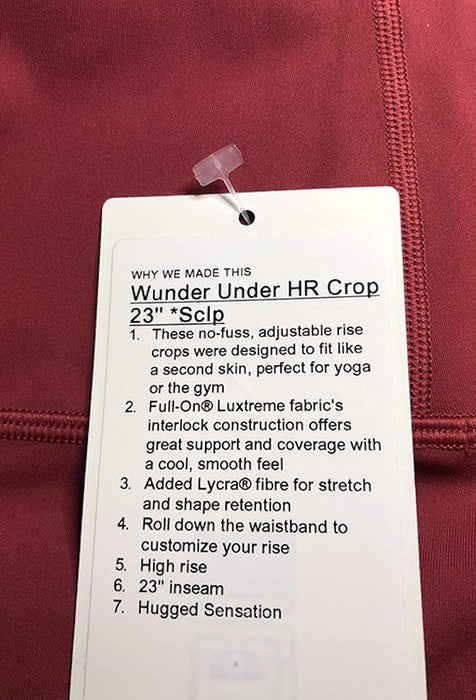 Lululemon Wunder Under HR Crop 23" Scallop - CHIA (Chianti)
