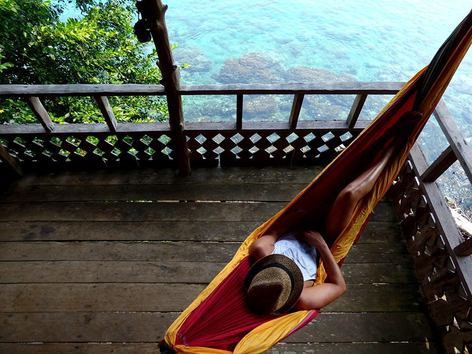 Ticket to the Moon Fair Trade & Handmade 1-2 Person King Size Lightweight Hammock for Traveling, Camping and Everyday Use, XXL, only 700g, Parachute-Silk, Set-Up < 1 min.