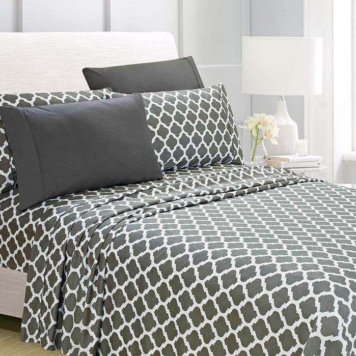 American Home Collection Deluxe 6 Piece Printed Sheet Set of Brushed Fabric, Deep Pocket Wrinkle Resistant - Hypoallergenic (Twin