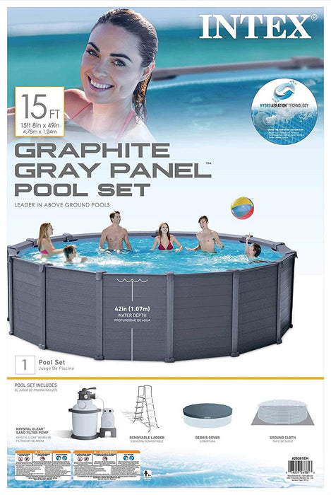 Intex 15.6ft x 49in Above Ground Swimming Pool Set w/Sand Filter Pump & Ladder