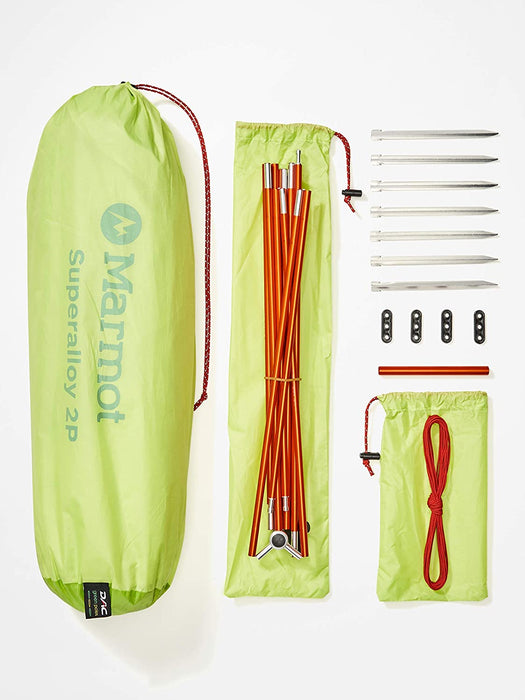 Marmot Unisex's Superalloy 2P Ultralight 2 Person, Small 2 Man Trekking, Camping Tent, Absolutely Waterproof, Green Glow