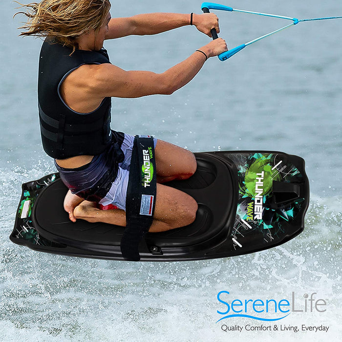 SereneLife Water Sport Kneeboard with Hook for Kids & Adults, Kneeboard with Strap for Boating, Waterboarding, Kneeling Boogie Boarding