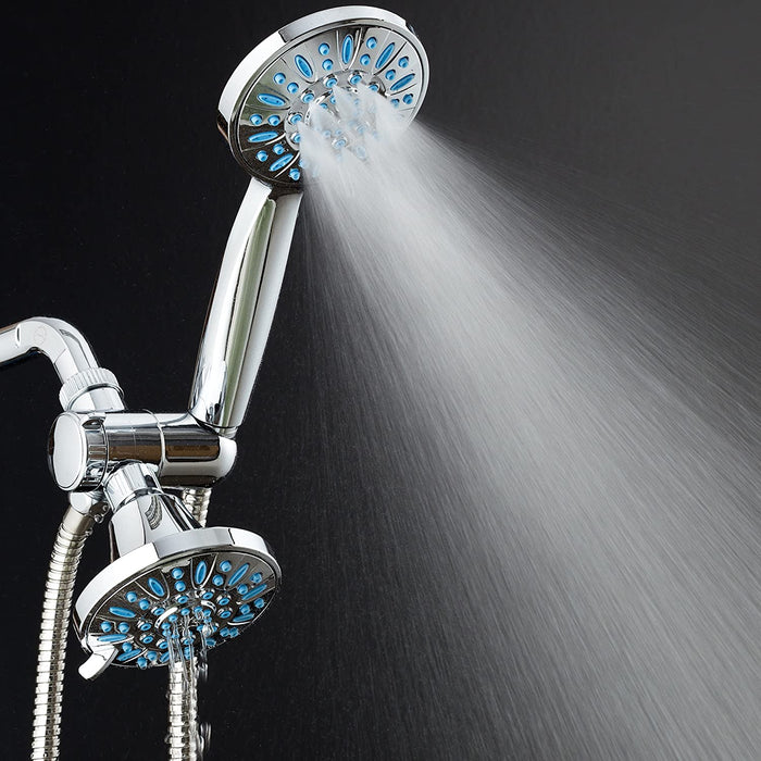 AquaDance Antimicrobial/Anti-Clog High-Pressure 30-Setting Combo Microban Nozzle Protection from Growth of Mold Mildew & Bacteria for Stronger Shower Aqua