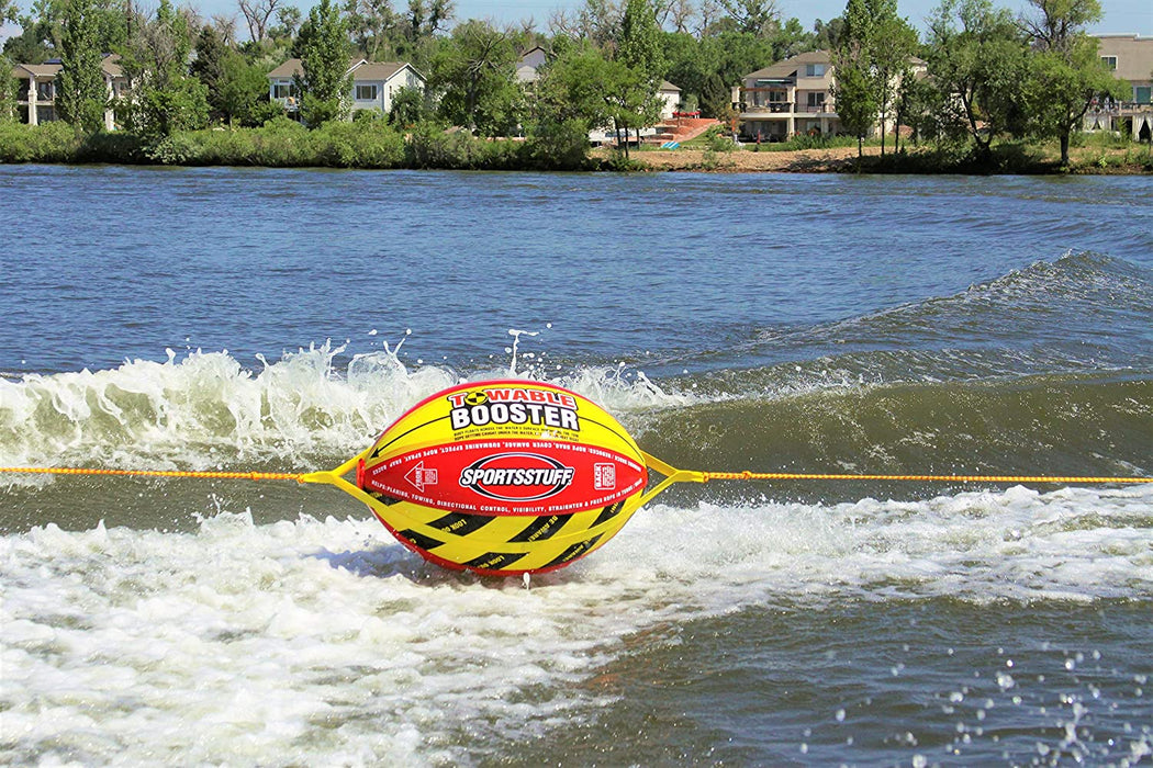 SPORTSSTUFF Towable Booster Tube Yellow, Red, Black, Dimensions inflated (38in x 28in) deflated (45in x 36in)
