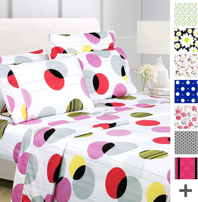 American Home Collection Deluxe 6 Piece Printed Sheet Set of Brushed Fabric, Deep Pocket Wrinkle Resistant - Hypoallergenic (Twin