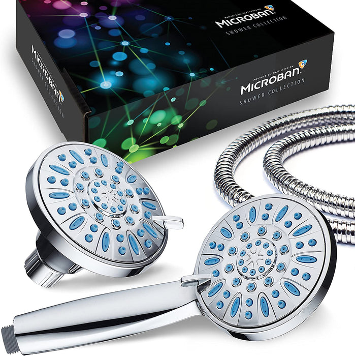 AquaDance Antimicrobial/Anti-Clog High-Pressure 30-Setting Combo Microban Nozzle Protection from Growth of Mold Mildew & Bacteria for Stronger Shower Aqua