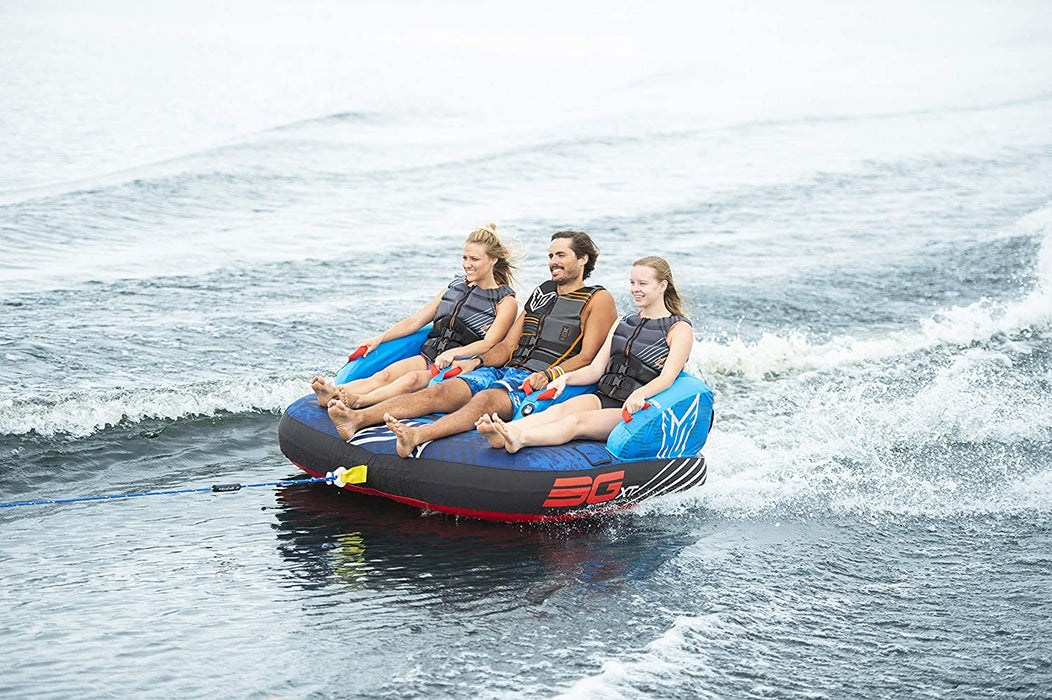 HO Sports 2020 3G XT Inflatable Seated Towable Watersports Pull Behind Boating Tube, 1 to 3 Person Capacity