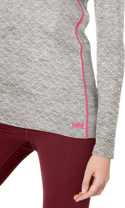 Helly-Hansen Womens Hh Merino Mid Graphic Print 1/2 Zip Lightweight Long-Sleeve Thermal Baselayer Top
