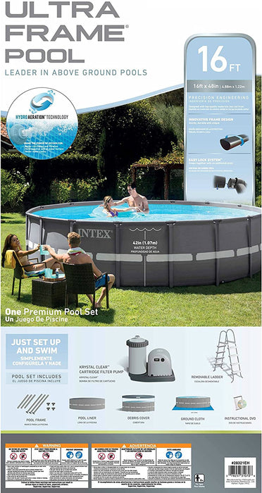 Intex 18ft X 52in Ultra Frame Pool Set with Sand Filter Pump, Ladder