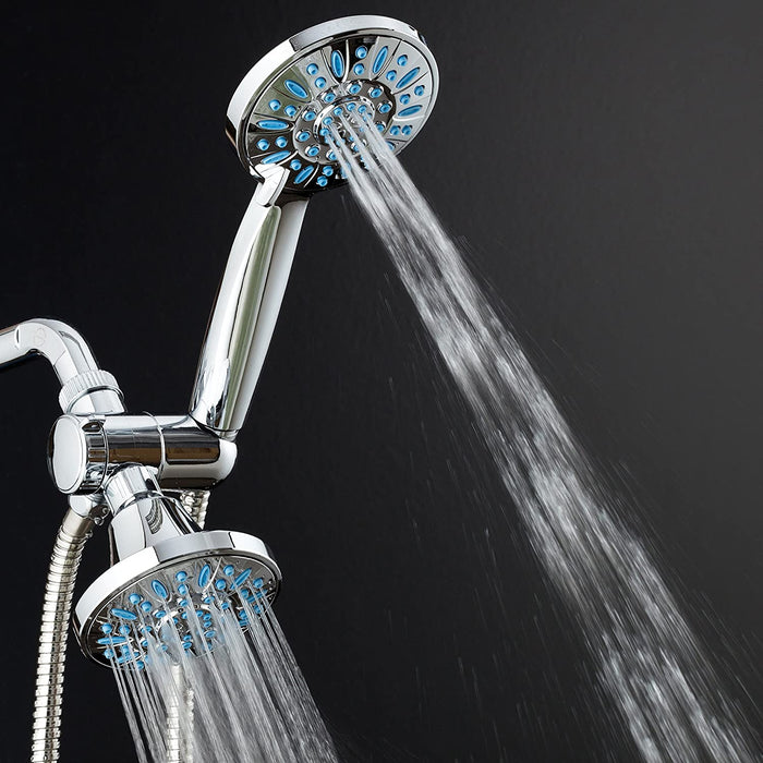 AquaDance Antimicrobial/Anti-Clog High-Pressure 30-Setting Combo Microban Nozzle Protection from Growth of Mold Mildew & Bacteria for Stronger Shower Aqua